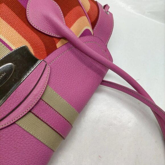 Authentic Prada Pink Canvas Hand Bag mon715-110525 - Picture 7 of 16